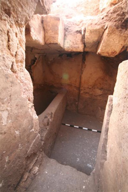 Picture of the bath chamber and Mikveh found in the priestly mansion.  Photo credit Shimon Gibson