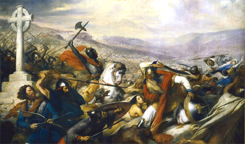 Battle of Tours 732 AD Wikipedia painting by Charles de Steuben (1788-1856)
