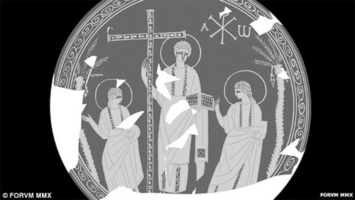 Artist's rendering of the plate from 4th century depicting Jesus without a beard. Photo: FOR