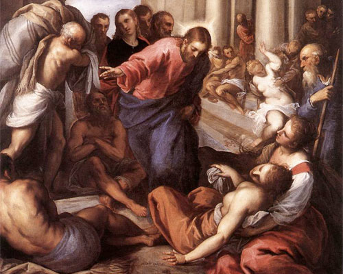 Jesus heals the man at the pool of Bethesda by Palma Giovane (1548-1628): Wikipedia