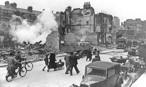London, England after a night of bombing in World War II