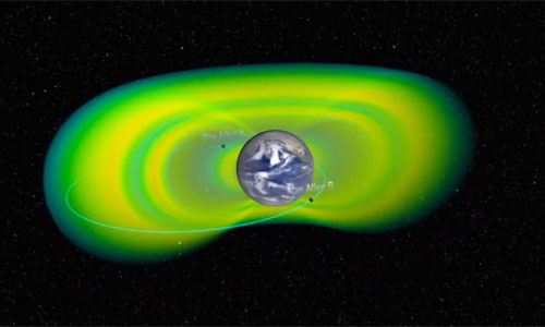 Representation of the Van Allen Belt protecting the earth: Youtube Capture NASA Goddard