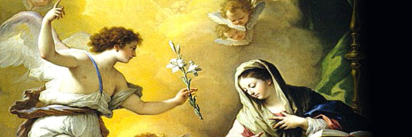 The angel Gabriel announcing Mary's conception by Paolo de Matteis 1712. This was part of the Feast of Annunciation (Mary's conception) celebrated by some Catholics on March 25th.