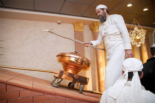 Walking up the ramp of the Temple Institute's Altar of the Lord. Photo Temple Institute