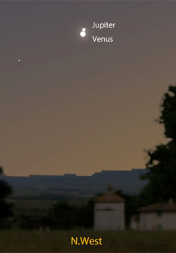 The coming together of Venus and Jupiter on June 30, 2015 Source: Stellarium.com