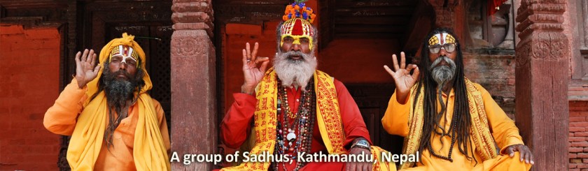 Three Sadhus in Kathmandu, Nepal. The author notes they were not the strictist observers. Photo Markus Koljonen/Wikipedia