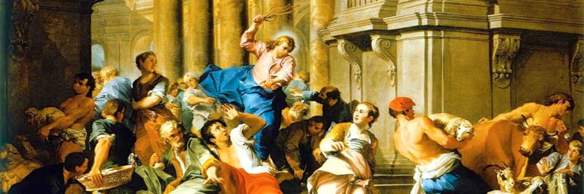 Jesus cleansing the temple by Giovanni Paolo Panini (1691-1765)