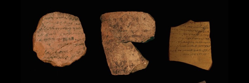 Three of the pottery shards from Arad Fortress revealing troop movement and costs for fort provisions. Photo credit:PNAS, Faigenbaum-Golovin et al