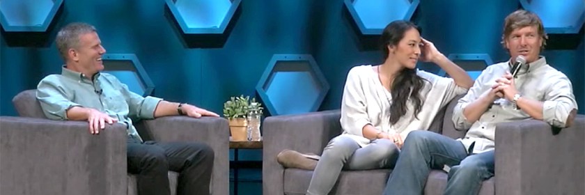 Antioch Church pastor Jimmy Seibert with Chip and Joanna Gaines. Credit: Antioch Church