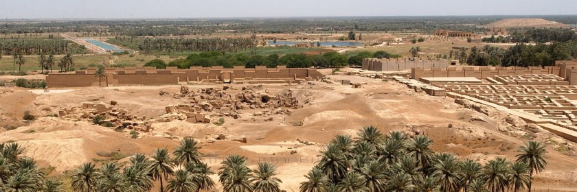 Remains of the ancient city of Babylon in Iraq as seen from Saddam Hussein's former summer palace: Credit US Navy Arlo K Abrahamson/Wikipedia/Creative Commons