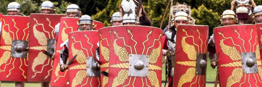 Replica roman shields Credit: Kim Benson/Flickr/Creative Commons