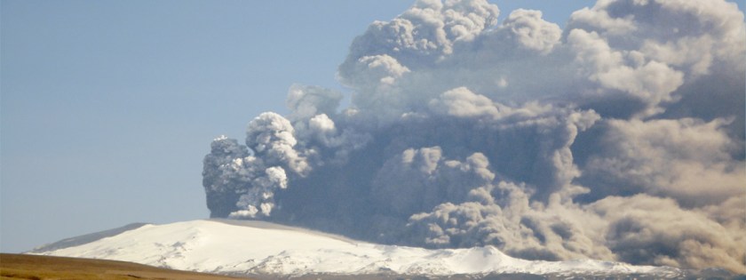 Column of smoke associated with volcanic erutpion on Iceland in 2010: Credit: Arni Frioriksson/Wikipedia