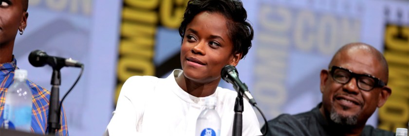 Letitia Wright with Forest Whitaker at 2017 Comic Con International in San Diego Credit: Gage Skidmore/Flickr/Creative Commons