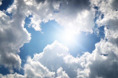 sun piercing through the clouds