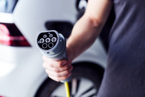 Charging an electric car.