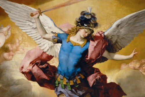 Miguel Arcángel expulsando a Satanás del Cielo por Luca Giordano 