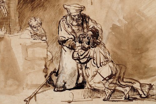 Drawing by Rembrandt of the return of the Prodigal Son