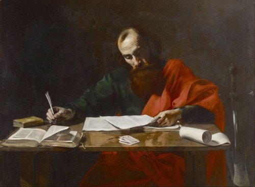 Painting of the Apostle Paul writing one of his epistles