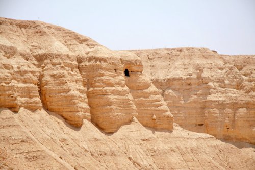 Caves at Qumran where the Dead Sea Scrolls were discovered