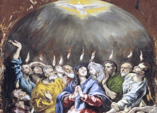 Holy Spirit falling on Day of Pentecost