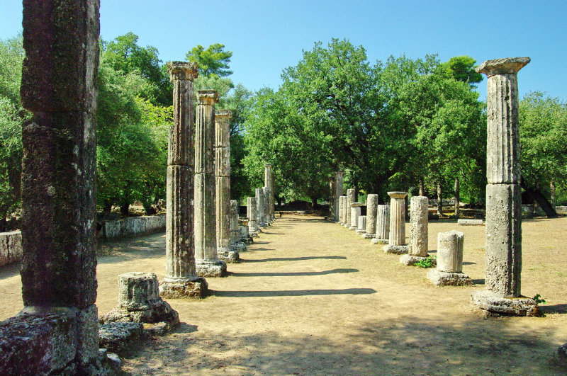 The remains of the Palaestra where ancient Olympians trained in Greece