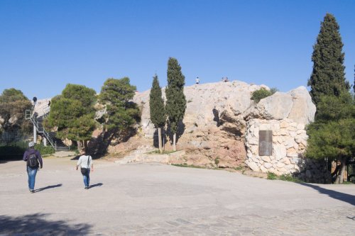 The location on Areopagus in Athens, Greeced, where the Apostle Paul would have delivered his sermon.