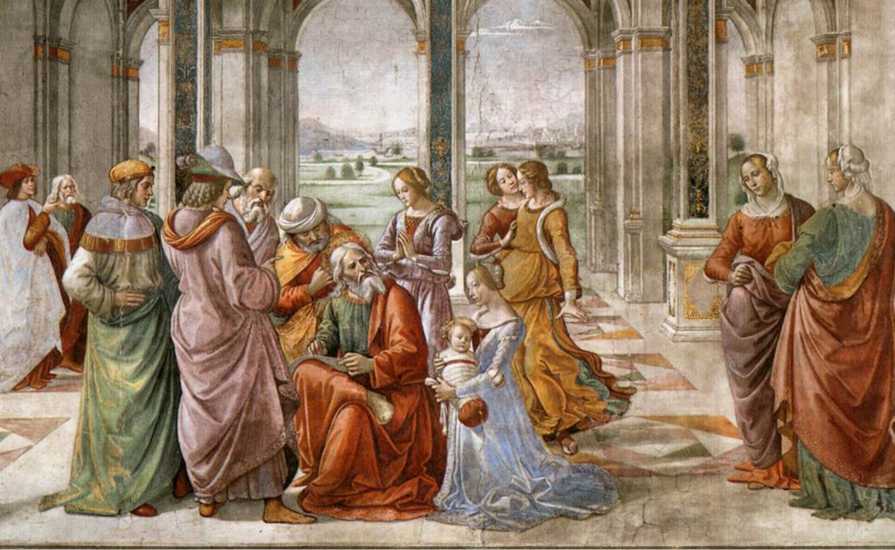 After being struck mute by an angel, Zacharias writes down the name of his Son By Domenico Ghirlandaio,