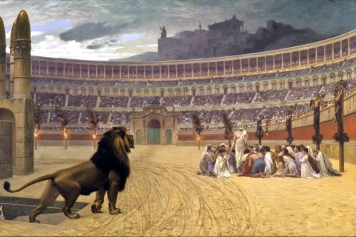Painting of Christian Martyrs praying in the Roman Colosseum