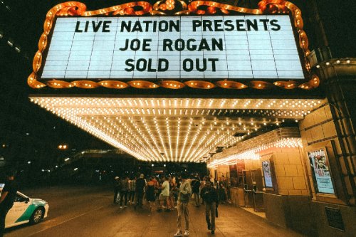 Sign announcing Joe Rogan show by Live Nation