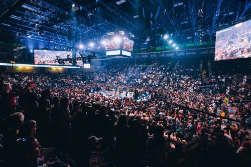 A photo of Harvest Crusade outreach at Utah Valley University