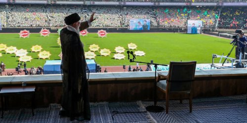 Ayatollah Ali Khamenei at Iran's Azadi stadium October 2018
