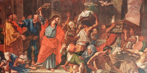 Painting of Jesus cleansing the Temple